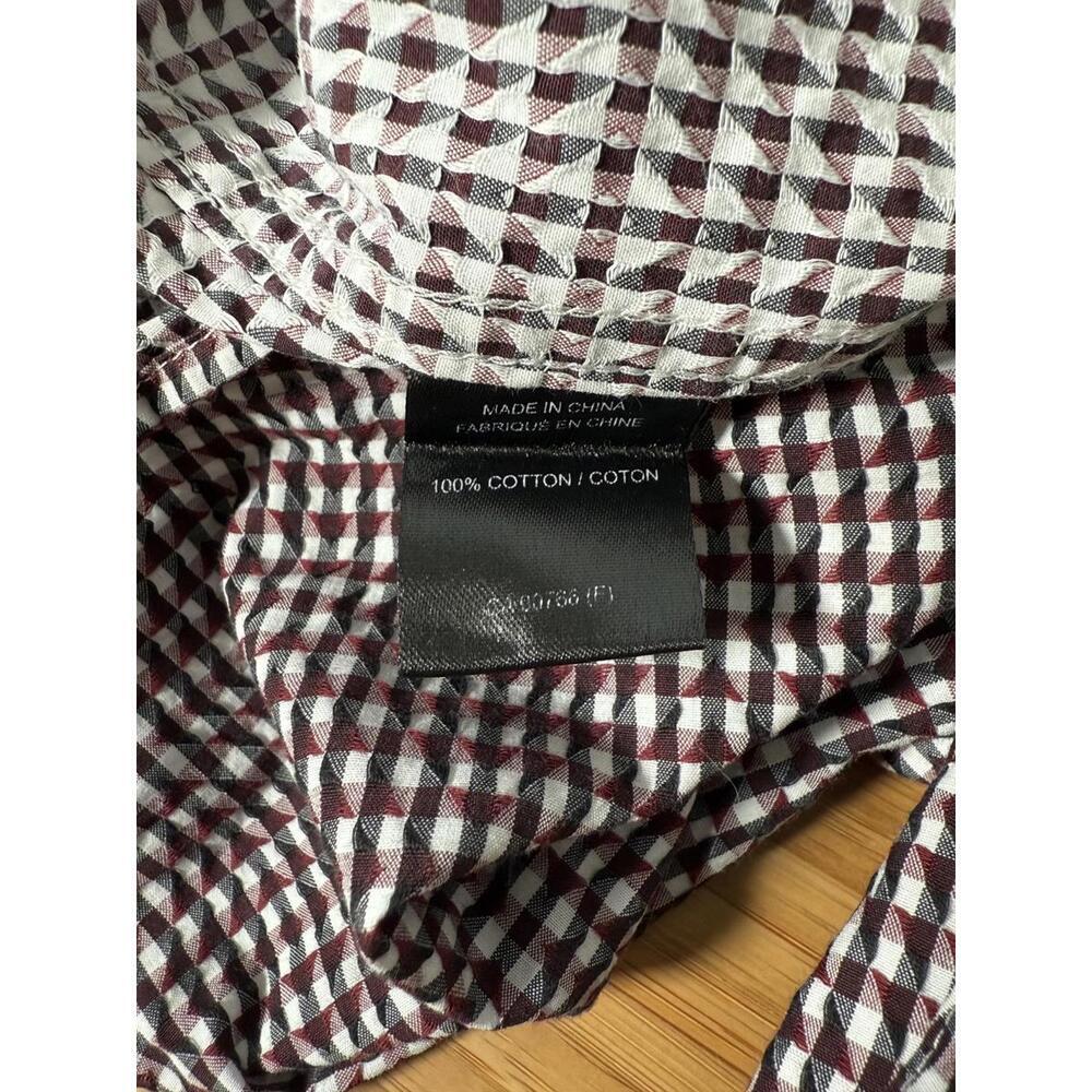 Daniel Hechter Paris Button-Up Shirt Men’s L – Burgundy Geometric Cotton - Picture 4 of 6